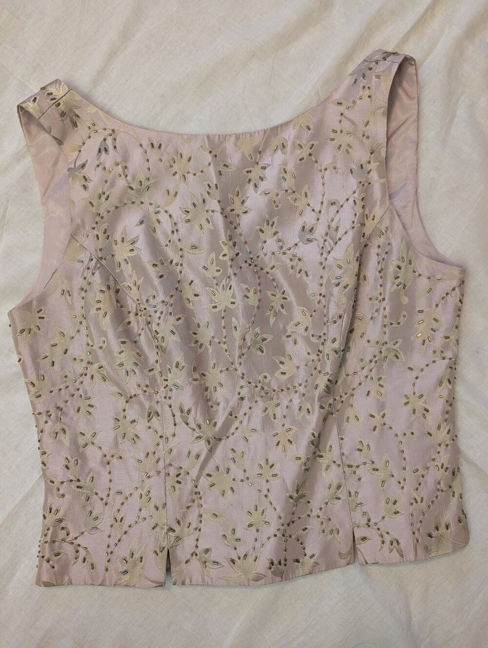 Vintage Y2K JS Collections Beaded Satin LavenderPink Evening Top